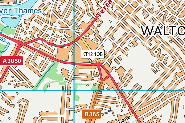 KT12 1QB map - OS VectorMap District (Ordnance Survey)