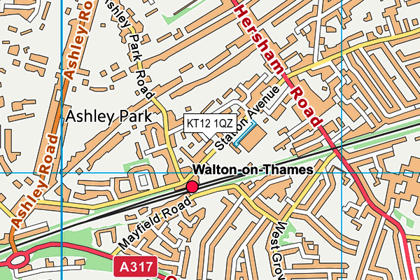 KT12 1QZ map - OS VectorMap District (Ordnance Survey)