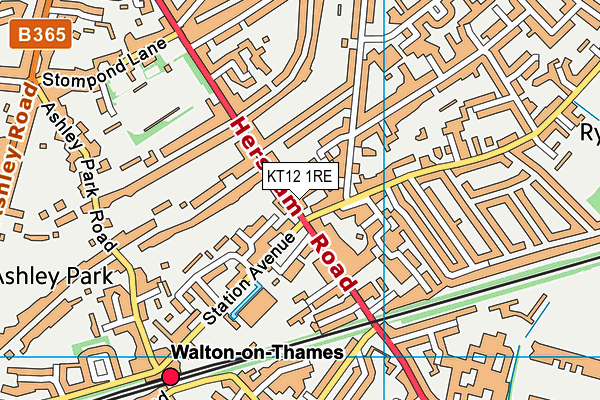 KT12 1RE map - OS VectorMap District (Ordnance Survey)