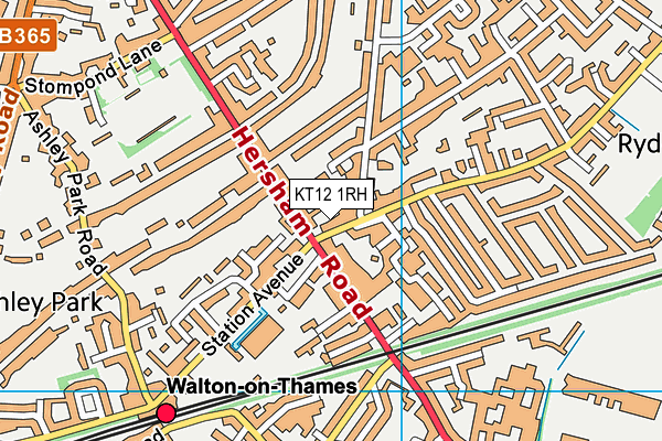 KT12 1RH map - OS VectorMap District (Ordnance Survey)