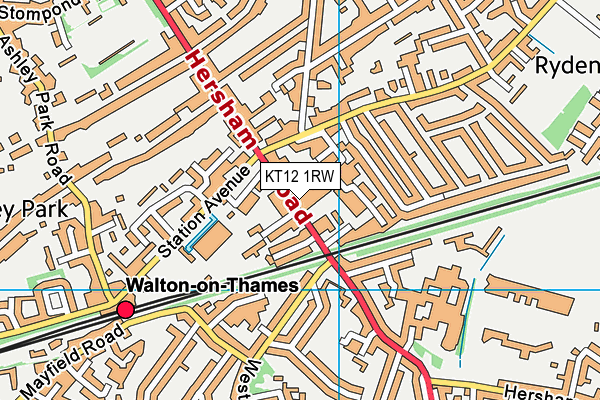 KT12 1RW map - OS VectorMap District (Ordnance Survey)