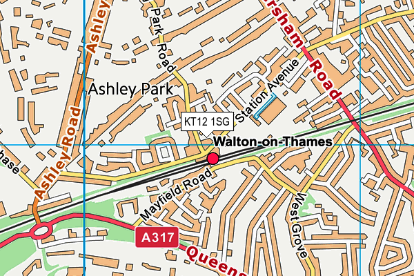 KT12 1SG map - OS VectorMap District (Ordnance Survey)