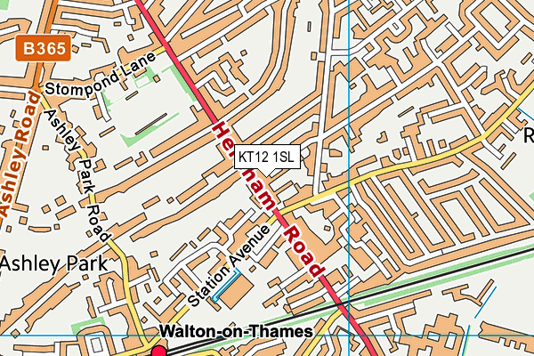 KT12 1SL map - OS VectorMap District (Ordnance Survey)