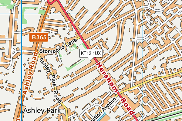 KT12 1UX map - OS VectorMap District (Ordnance Survey)