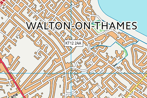 KT12 2AA map - OS VectorMap District (Ordnance Survey)