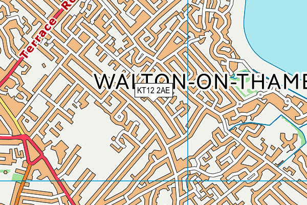KT12 2AE map - OS VectorMap District (Ordnance Survey)
