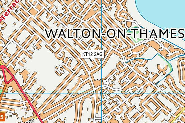 KT12 2AG map - OS VectorMap District (Ordnance Survey)