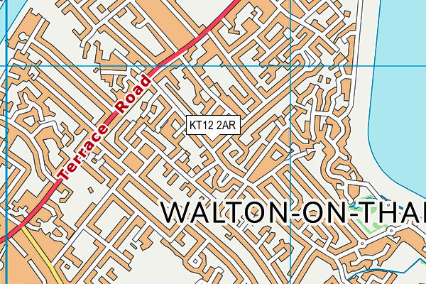 KT12 2AR map - OS VectorMap District (Ordnance Survey)