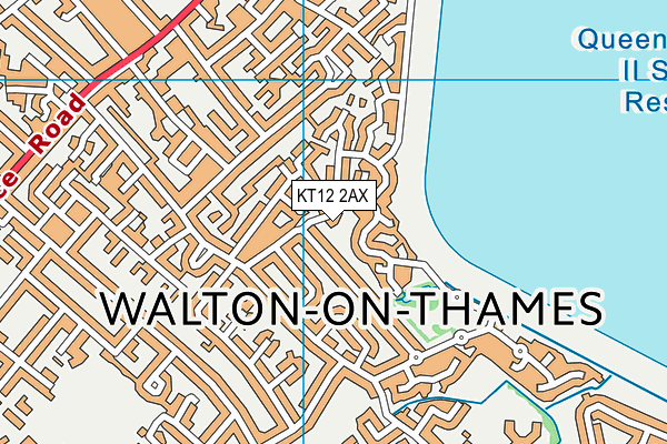 KT12 2AX map - OS VectorMap District (Ordnance Survey)