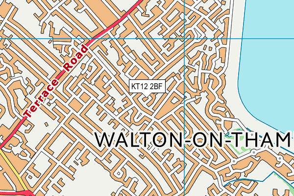 KT12 2BF map - OS VectorMap District (Ordnance Survey)