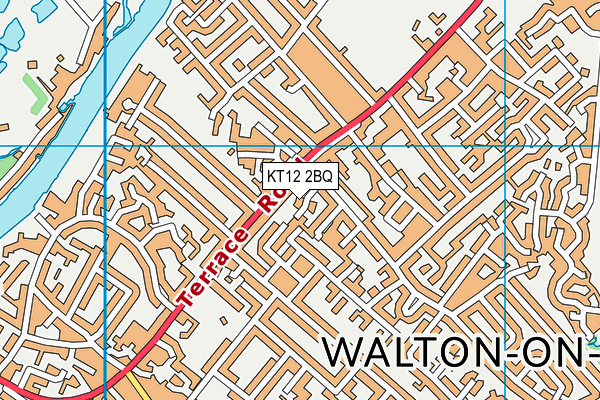 KT12 2BQ map - OS VectorMap District (Ordnance Survey)
