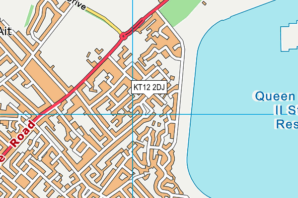 KT12 2DJ map - OS VectorMap District (Ordnance Survey)