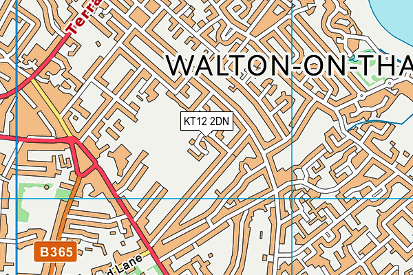 KT12 2DN map - OS VectorMap District (Ordnance Survey)