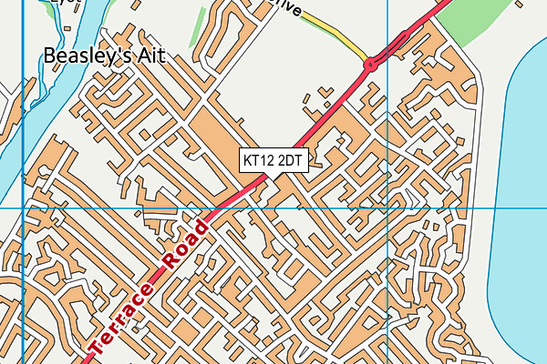 KT12 2DT map - OS VectorMap District (Ordnance Survey)