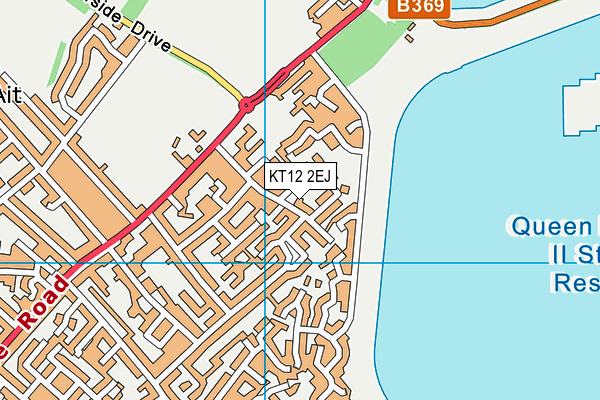 KT12 2EJ map - OS VectorMap District (Ordnance Survey)