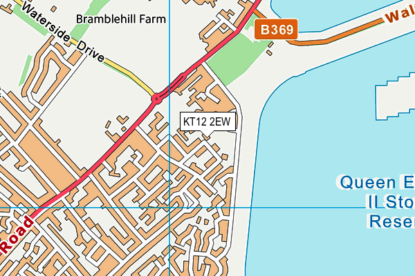 KT12 2EW map - OS VectorMap District (Ordnance Survey)