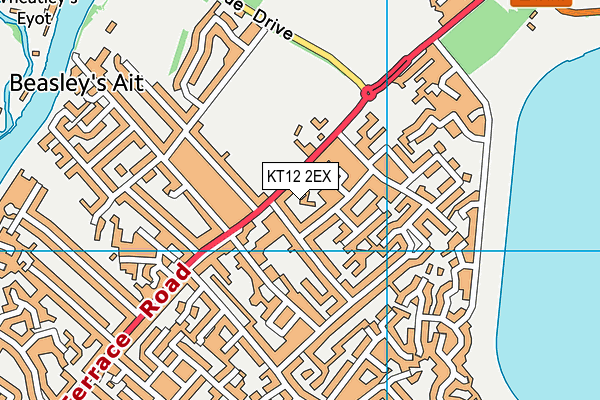 KT12 2EX map - OS VectorMap District (Ordnance Survey)