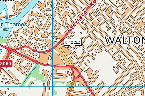 KT12 2EZ map - OS VectorMap District (Ordnance Survey)