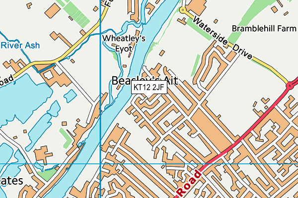 KT12 2JF map - OS VectorMap District (Ordnance Survey)