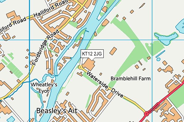Elmbridge Xcel Leisure Complex map (KT12 2JG) - OS VectorMap District (Ordnance Survey)