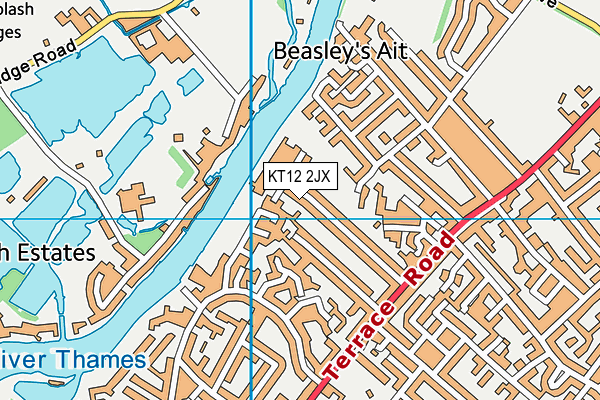 KT12 2JX map - OS VectorMap District (Ordnance Survey)