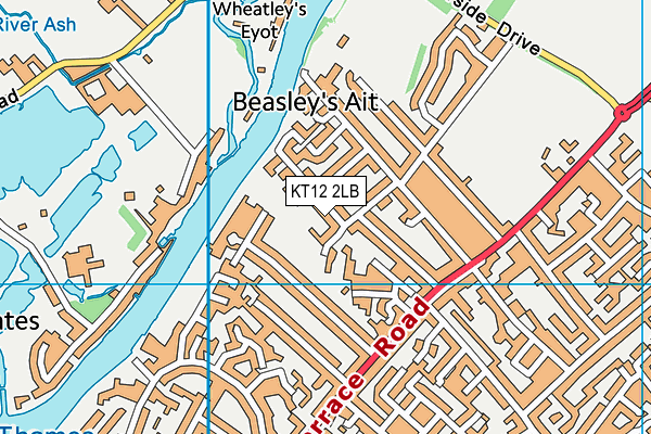 KT12 2LB map - OS VectorMap District (Ordnance Survey)