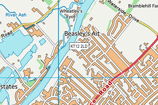 KT12 2LD map - OS VectorMap District (Ordnance Survey)