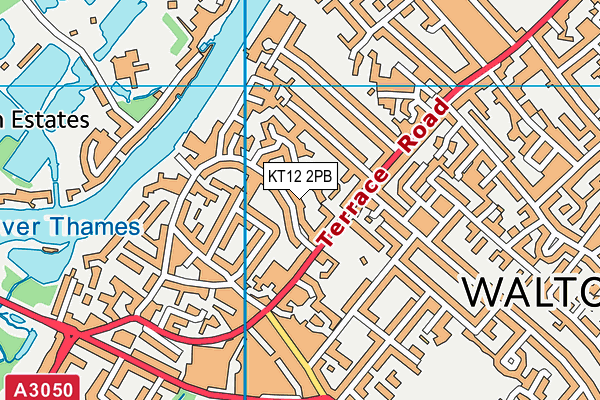 KT12 2PB map - OS VectorMap District (Ordnance Survey)