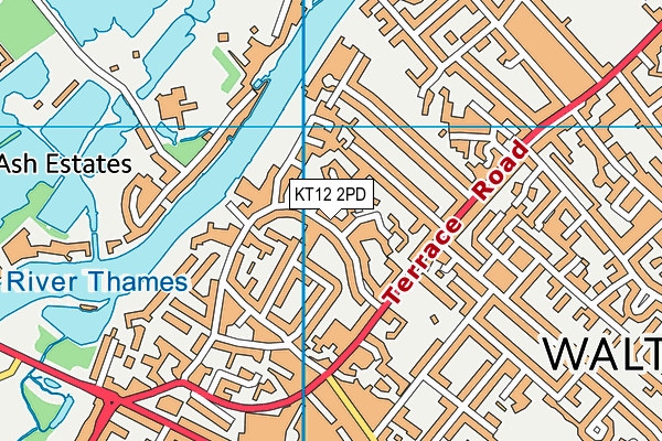 KT12 2PD map - OS VectorMap District (Ordnance Survey)