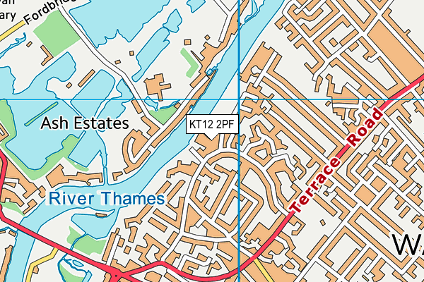 KT12 2PF map - OS VectorMap District (Ordnance Survey)