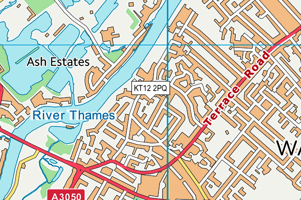 KT12 2PQ map - OS VectorMap District (Ordnance Survey)