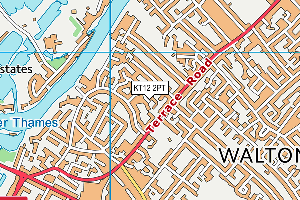 KT12 2PT map - OS VectorMap District (Ordnance Survey)