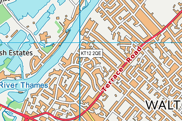 KT12 2QE map - OS VectorMap District (Ordnance Survey)