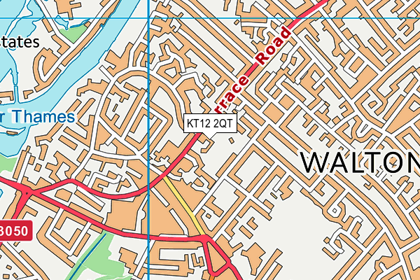 KT12 2QT map - OS VectorMap District (Ordnance Survey)
