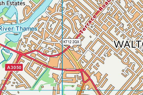 KT12 2QX map - OS VectorMap District (Ordnance Survey)