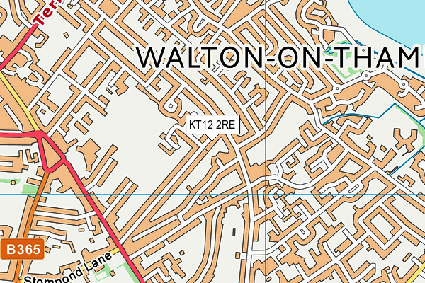 KT12 2RE map - OS VectorMap District (Ordnance Survey)