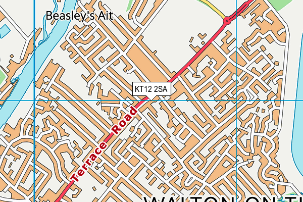 KT12 2SA map - OS VectorMap District (Ordnance Survey)