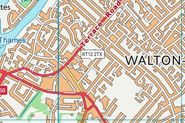 KT12 2TX map - OS VectorMap District (Ordnance Survey)