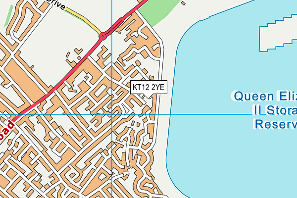 KT12 2YE map - OS VectorMap District (Ordnance Survey)