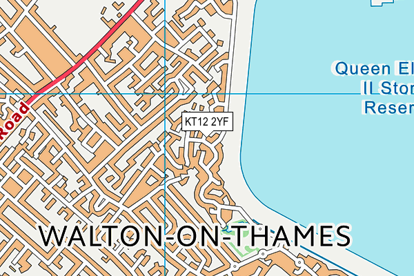 KT12 2YF map - OS VectorMap District (Ordnance Survey)