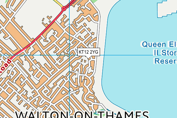 KT12 2YG map - OS VectorMap District (Ordnance Survey)