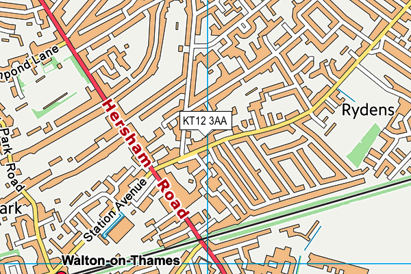 KT12 3AA map - OS VectorMap District (Ordnance Survey)