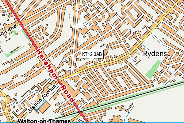 KT12 3AB map - OS VectorMap District (Ordnance Survey)
