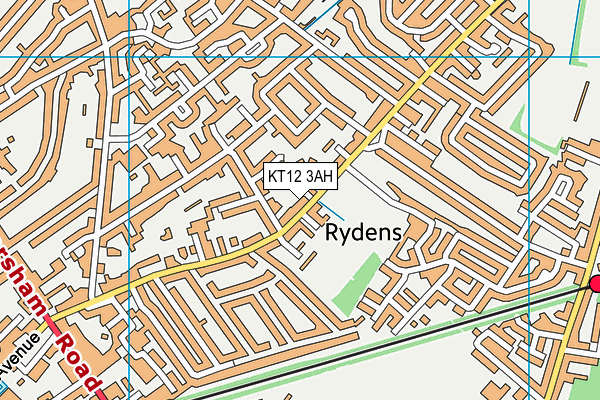 KT12 3AH map - OS VectorMap District (Ordnance Survey)