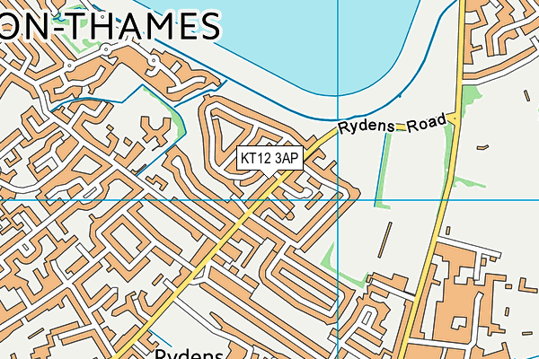 KT12 3AP map - OS VectorMap District (Ordnance Survey)