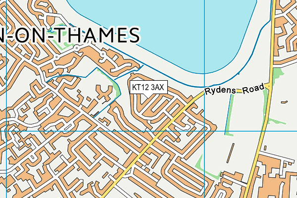 KT12 3AX map - OS VectorMap District (Ordnance Survey)