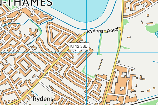 KT12 3BD map - OS VectorMap District (Ordnance Survey)