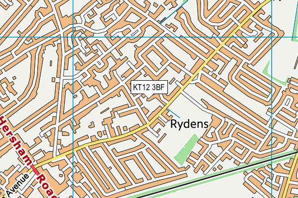 KT12 3BF map - OS VectorMap District (Ordnance Survey)