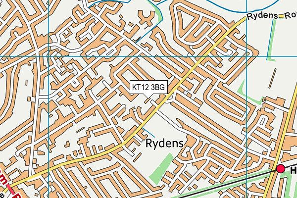 KT12 3BG map - OS VectorMap District (Ordnance Survey)