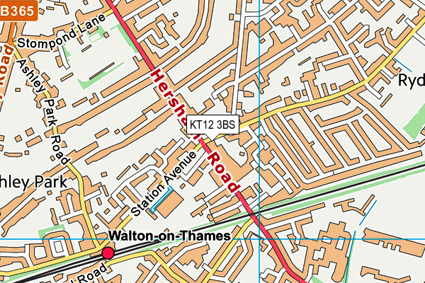 KT12 3BS map - OS VectorMap District (Ordnance Survey)